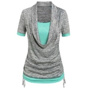 Women’s 2-In-1 Color Block Short Sleeve Knit Top - Size XL - NWT